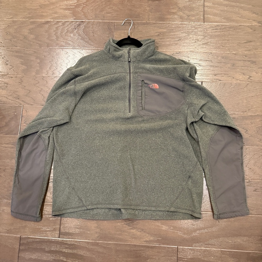 The North Face 1/4-Zip Fleece Pullover Men’s Large – Olive and Gray, Worn/As-Is
